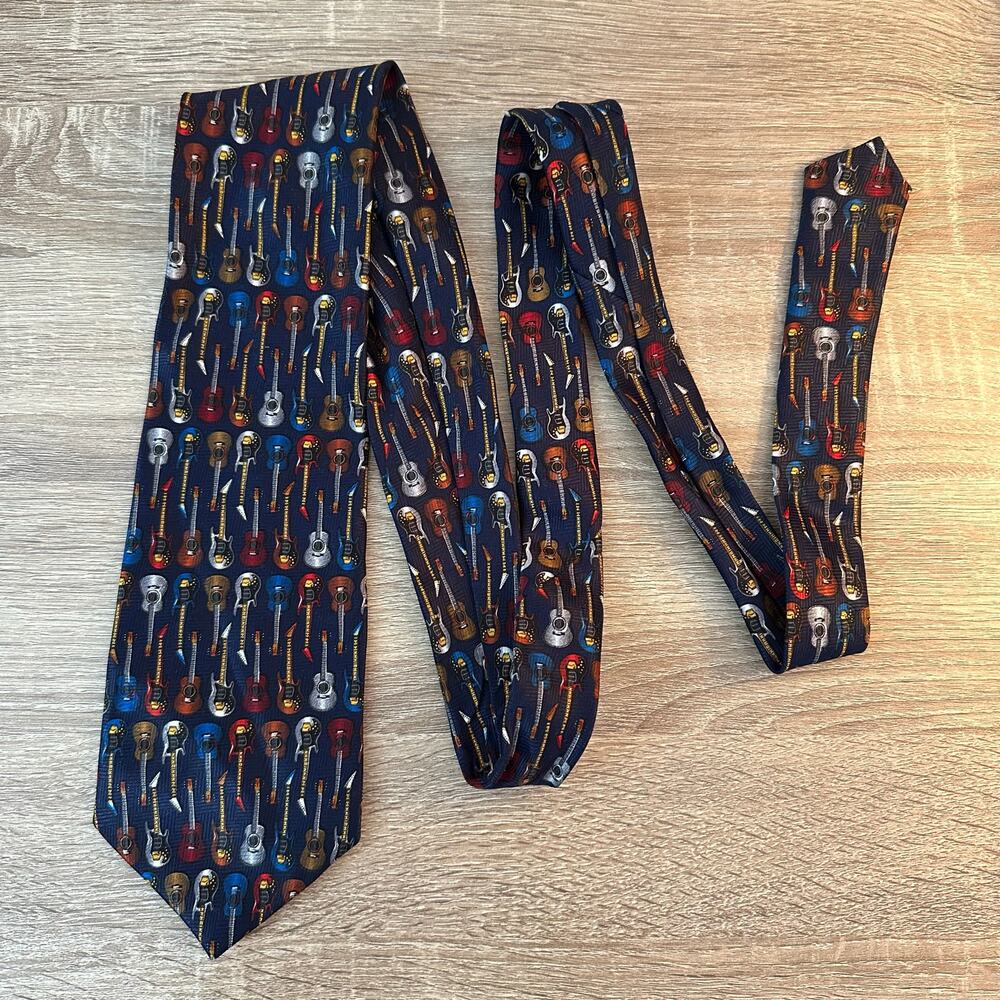 Addiction Neck Tie Acoustic Electric Guitars Music Print Band Player Teacher‎